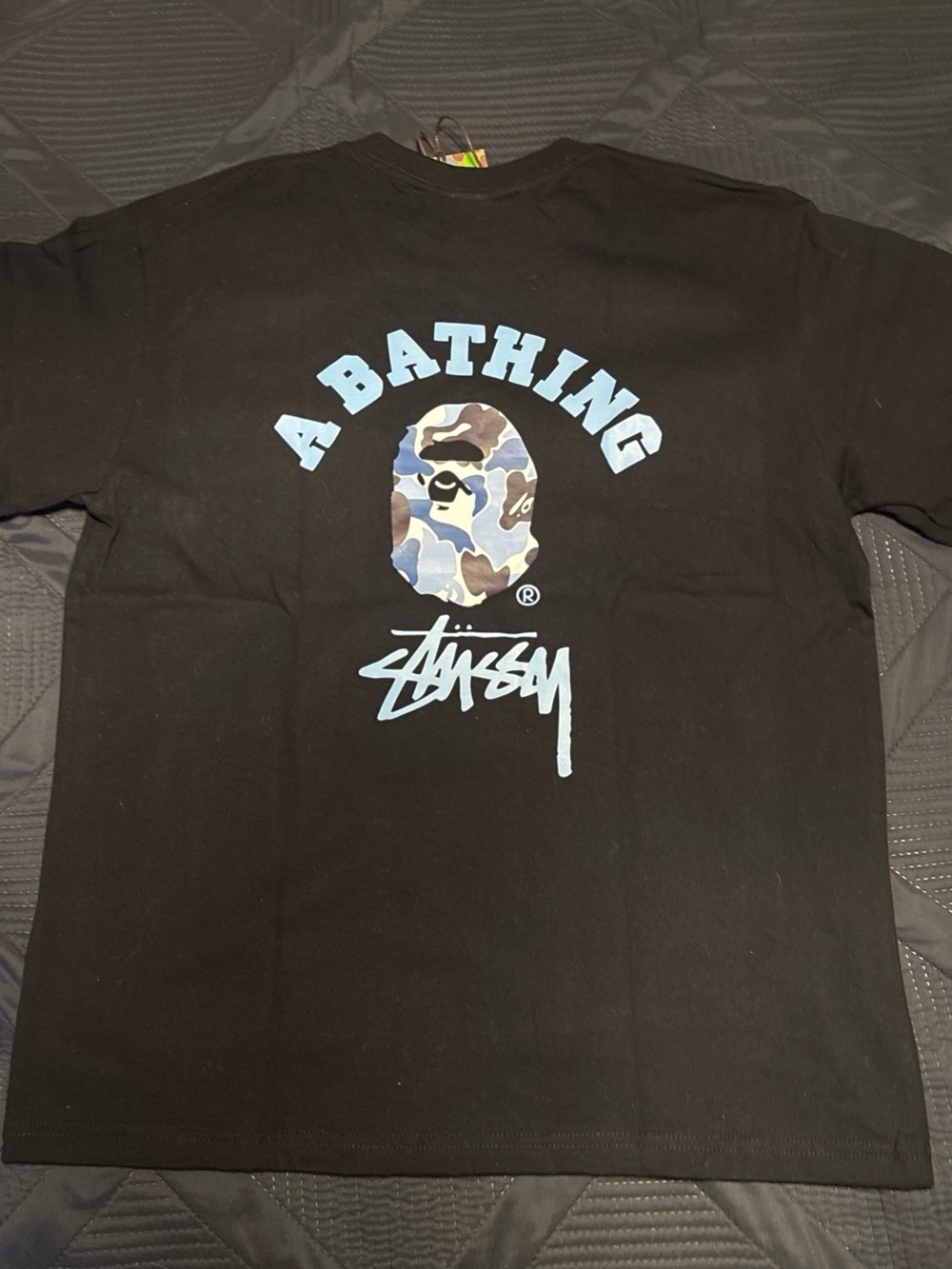 A Bathing Ape Black Tee with a stussy collab - Picture 2 of 3